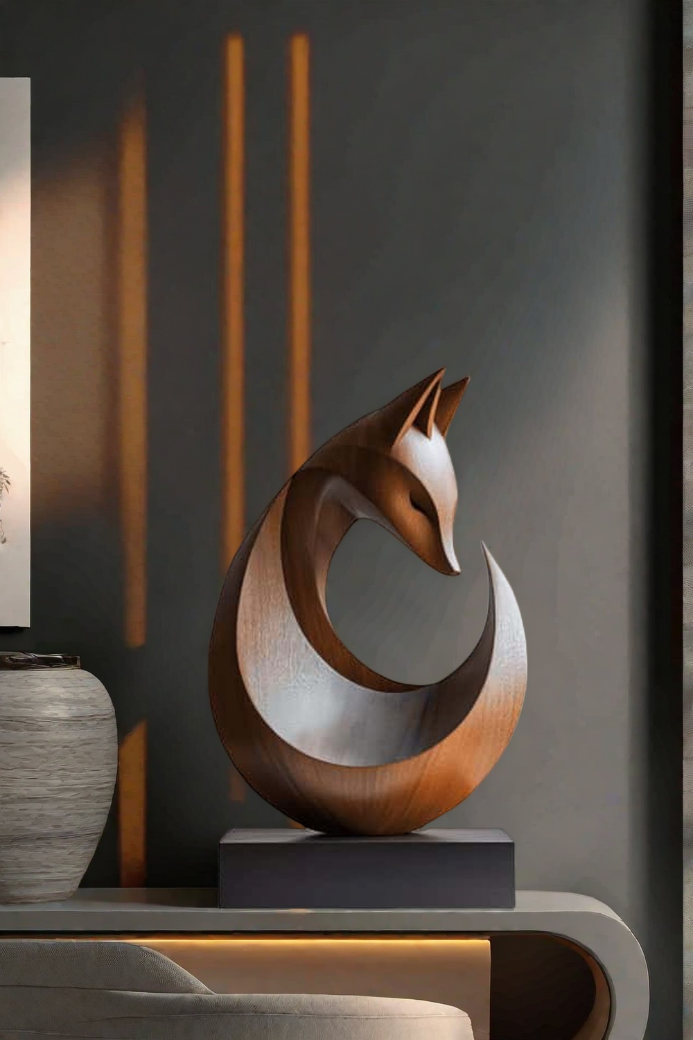 Abstract Wooden Fox Sculpture #ACF 052