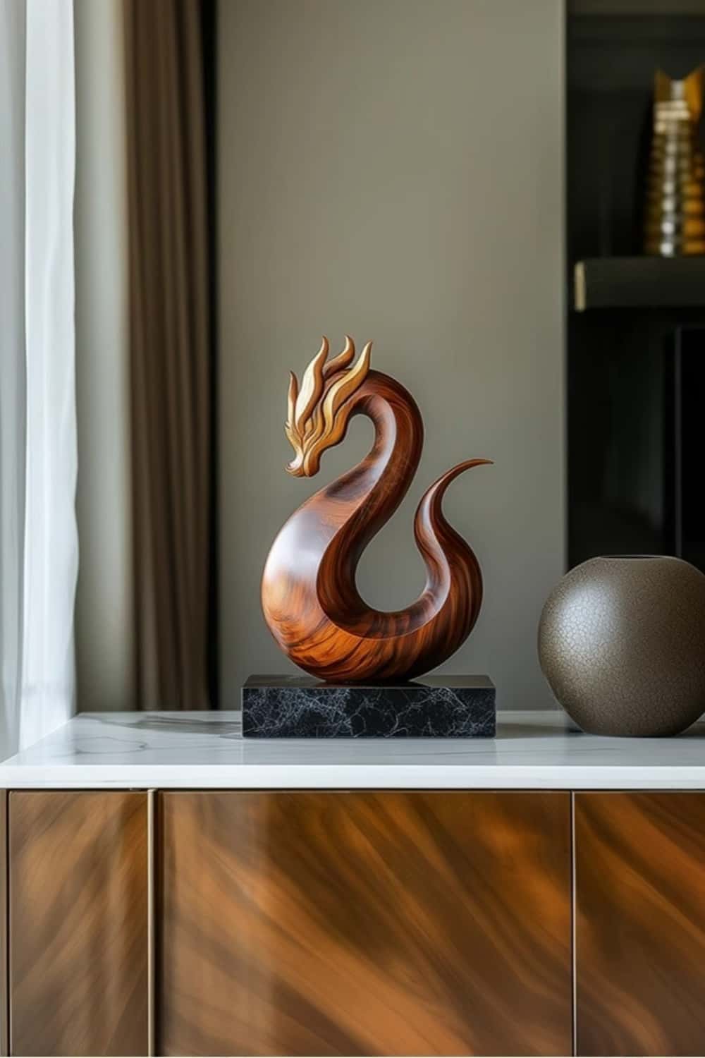 Modern Wooden Dragon Sculpture #ACF 056