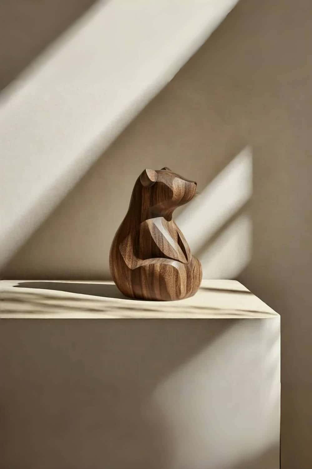 Minimalist Wooden Bear Sculpture #ACF 062