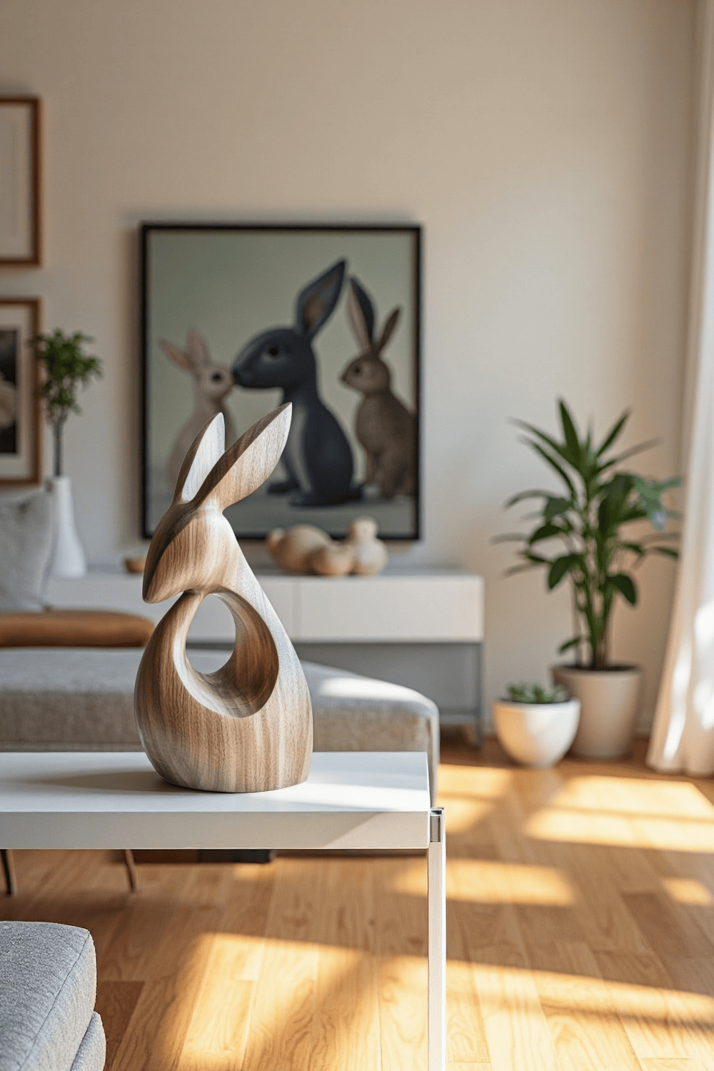 Minimalist Wooden Rabbit Sculpture #ACF 065