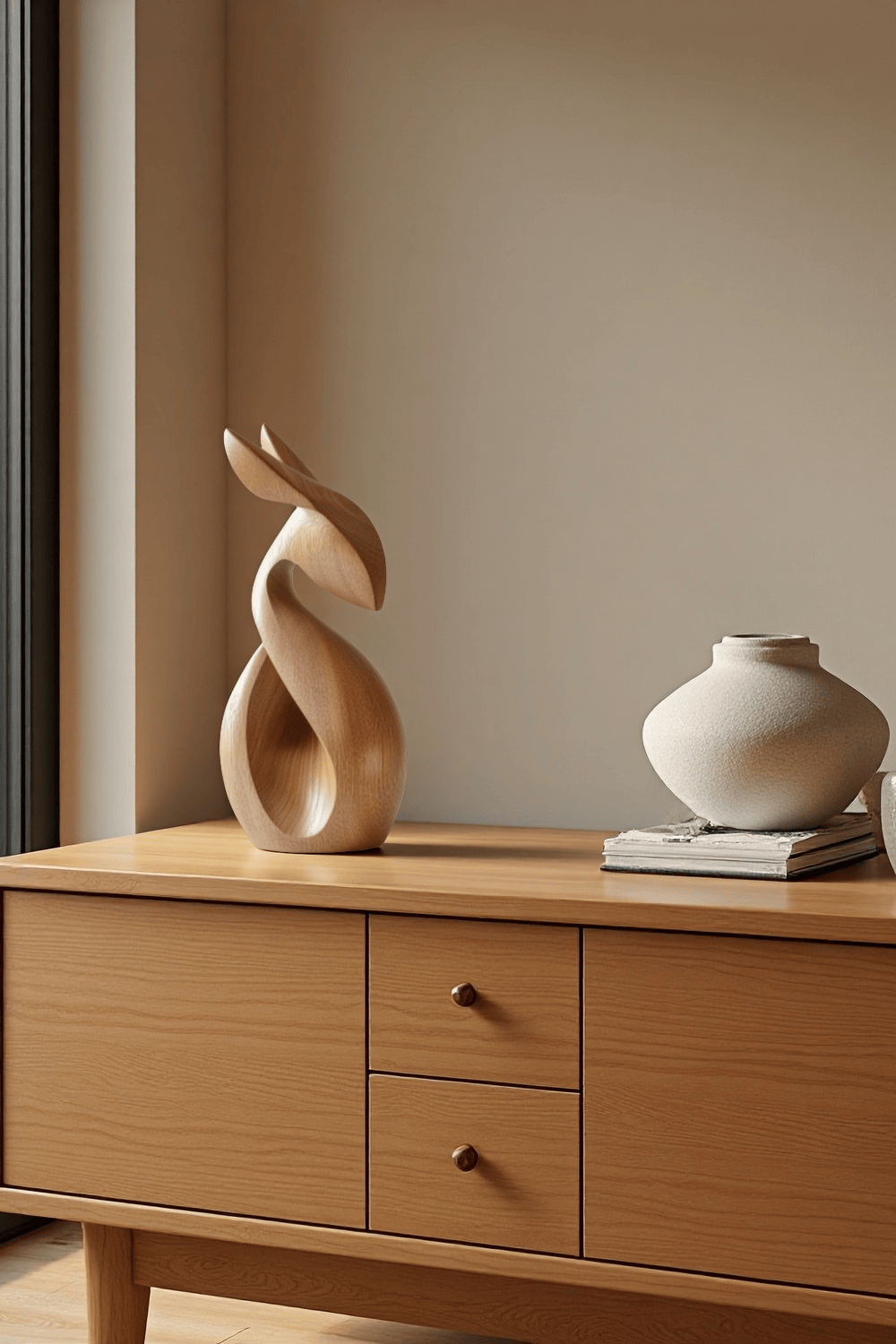 Minimalist Wooden Rabbit Sculpture #ACF 067
