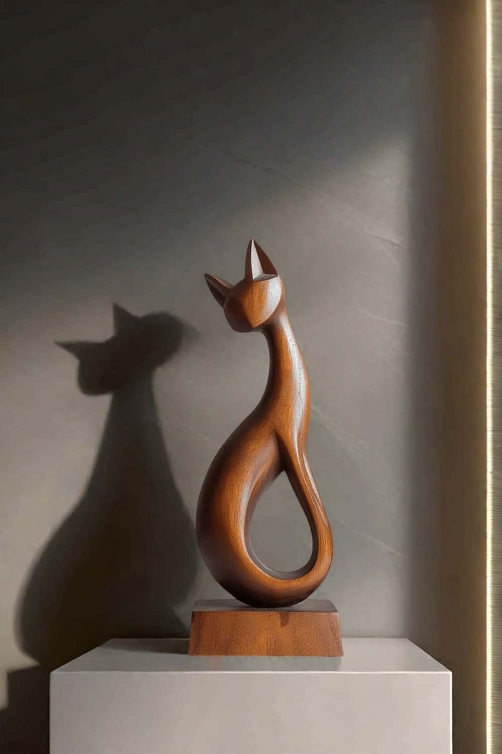Abstract Wooden Cat Sculpture #ACF 033