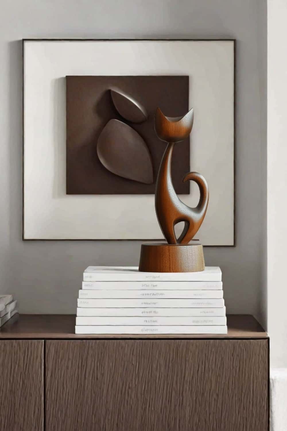 Wooden Cat Sculpture Decor #ACF 034