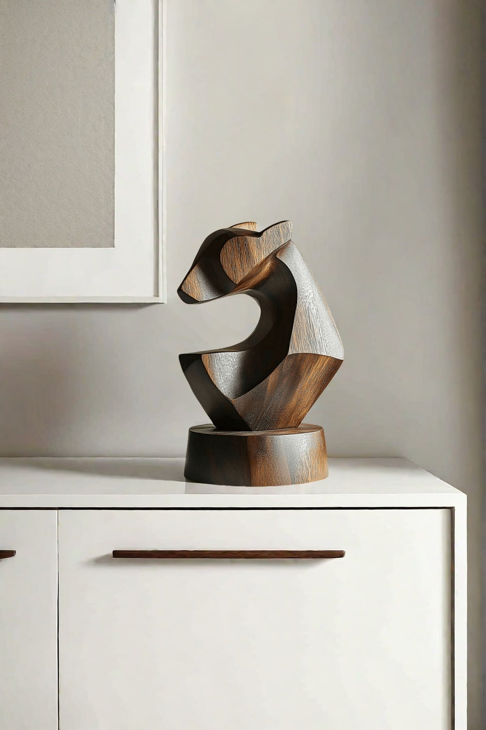 Geometric Wooden Horse Sculpture #ACF 043