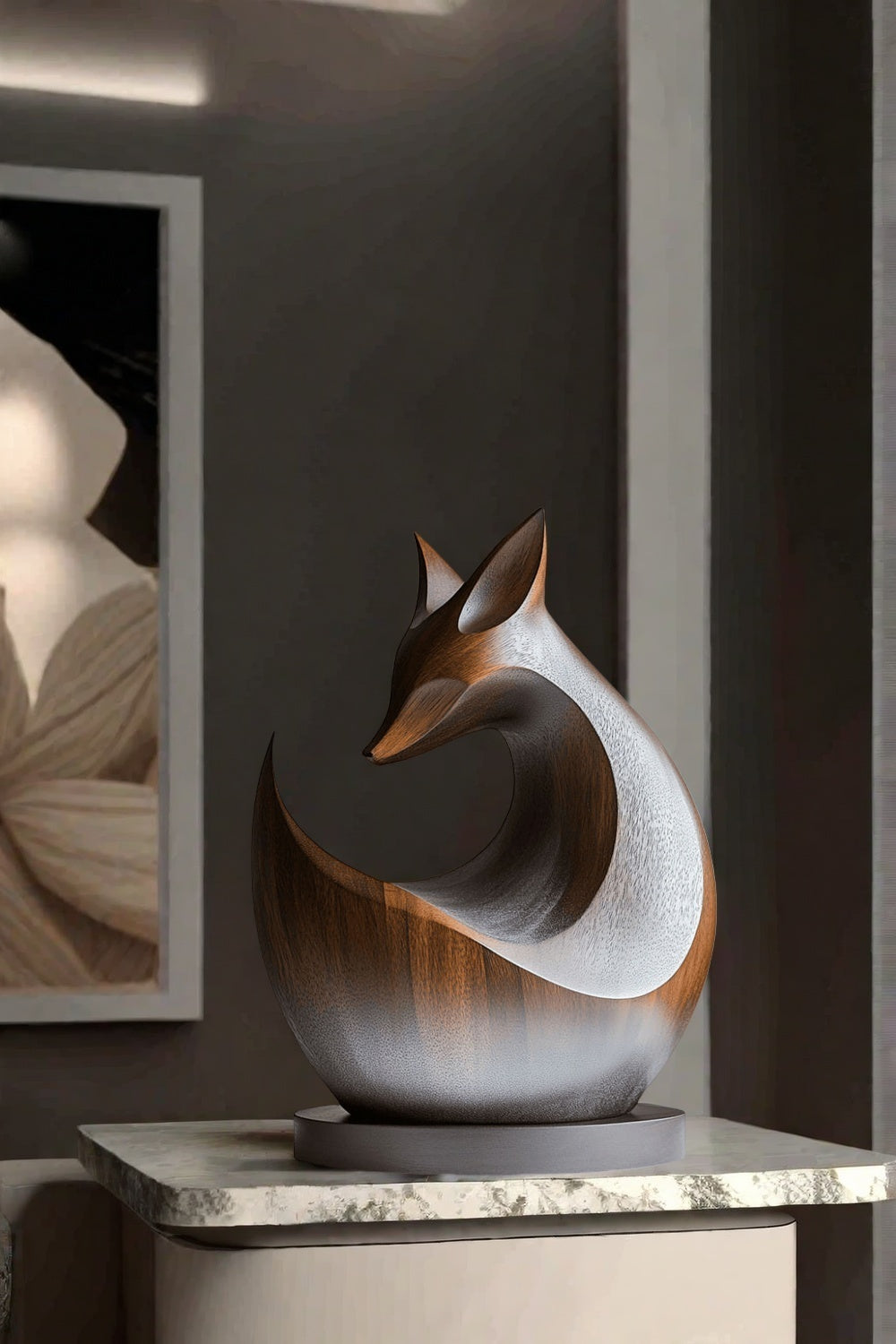 Abstract Wooden Fox Sculpture #ACF 051