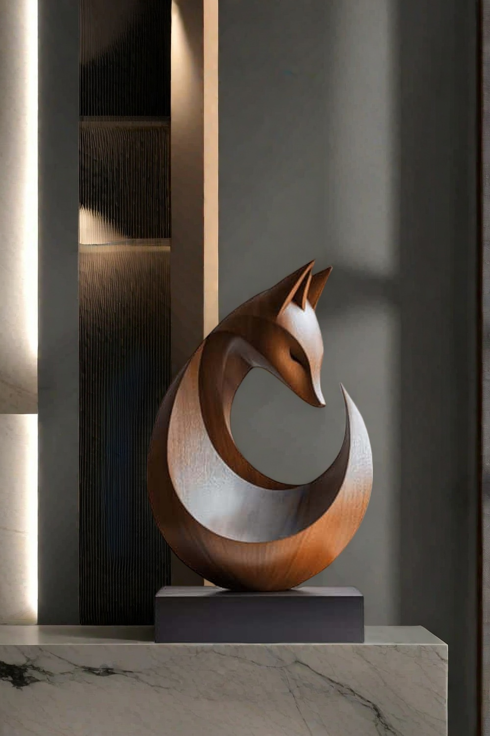 Abstract Wooden Fox Sculpture #ACF 052