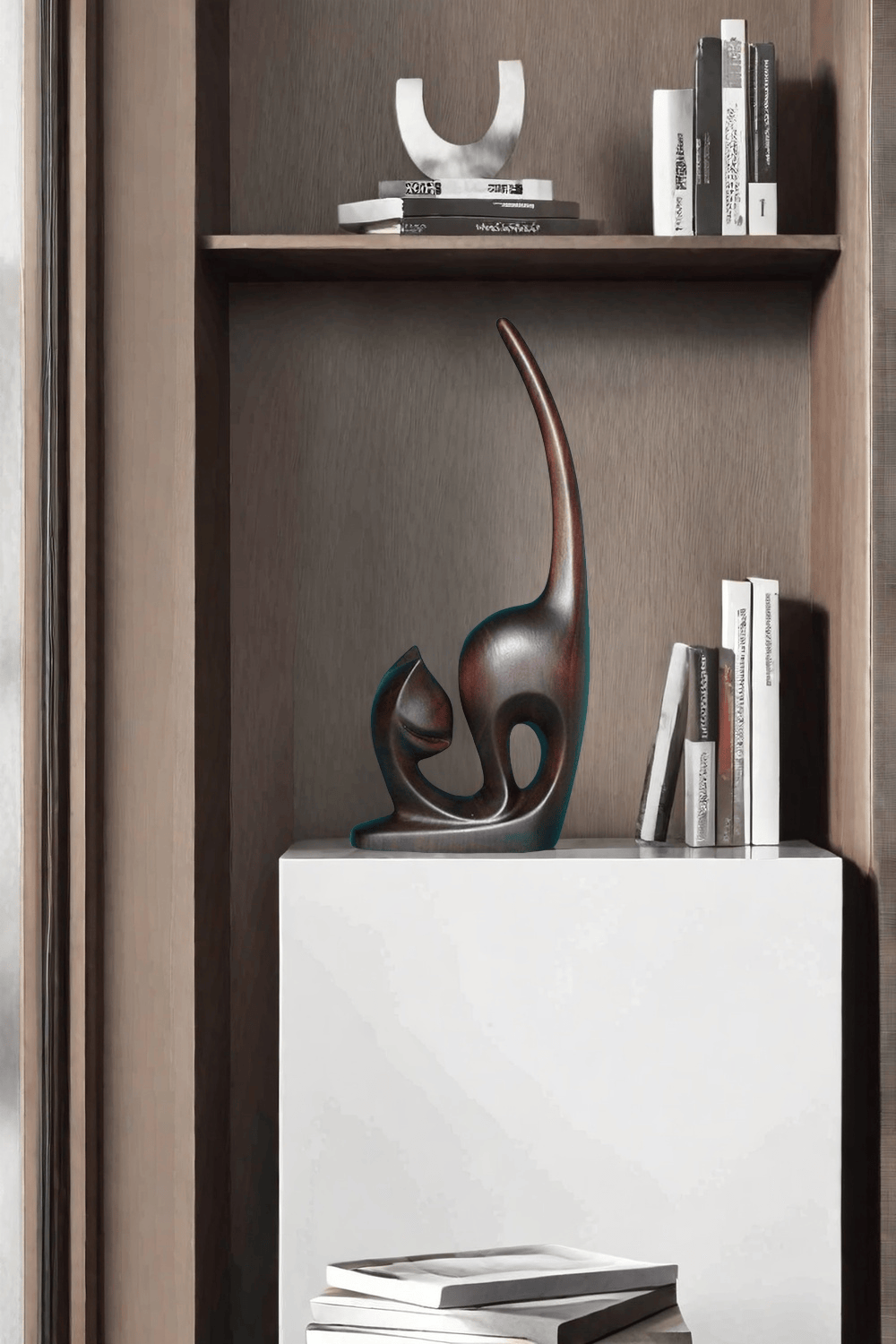 Abstract Wooden Cat Sculpture #ACF 054