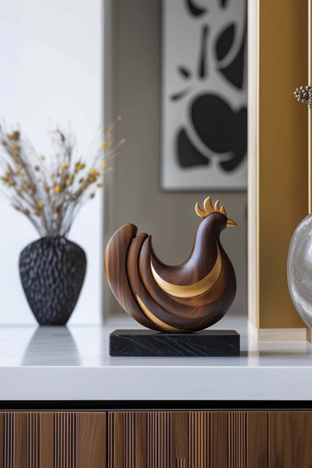 Abstract Wooden Rooster Sculpture #ACF 055