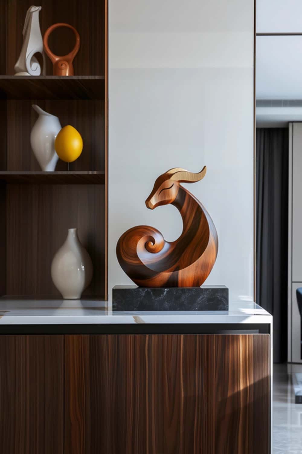 Abstract Wooden Bull Sculpture #ACF 057