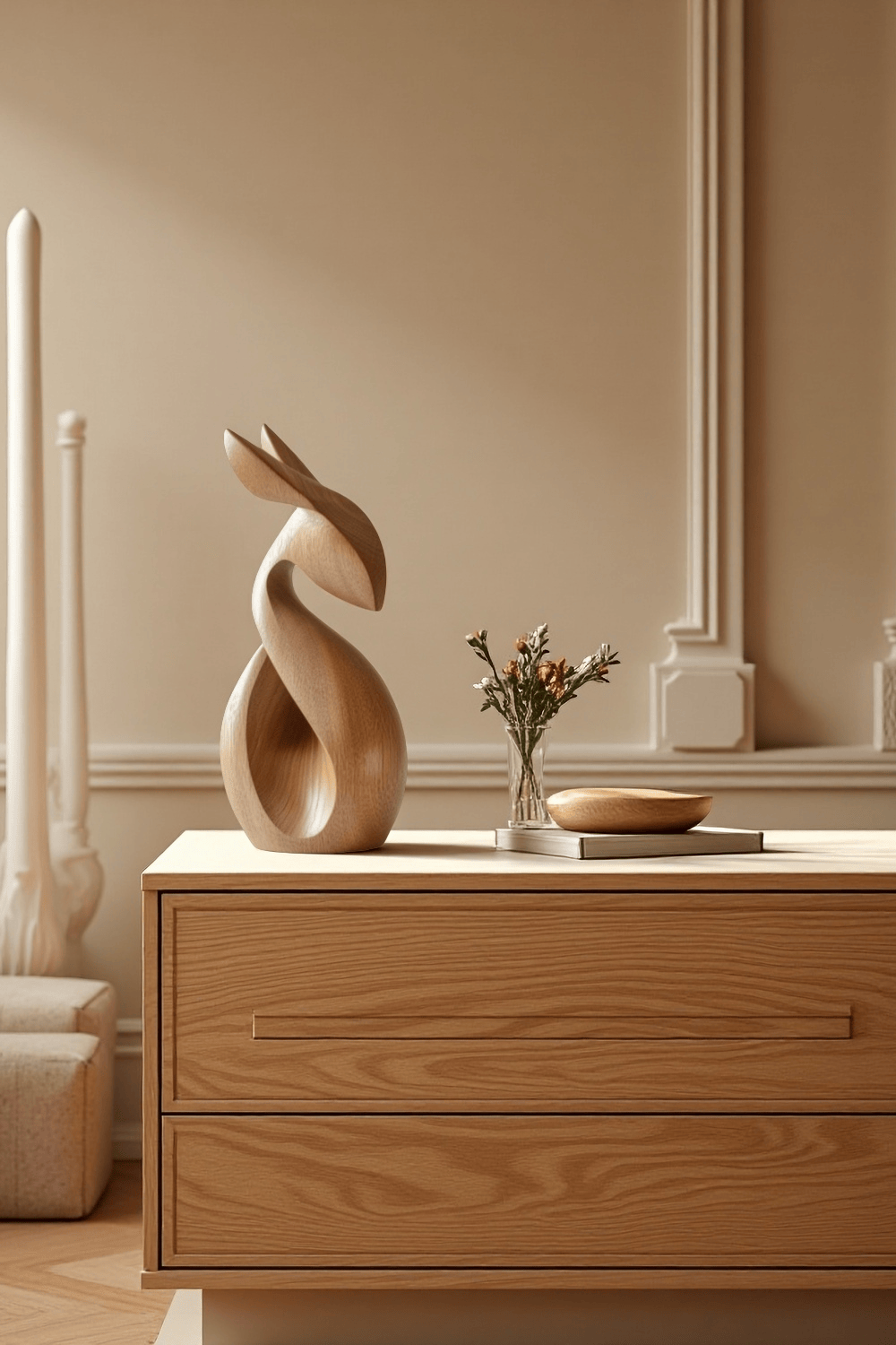 Minimalist Wooden Rabbit Sculpture #ACF 067