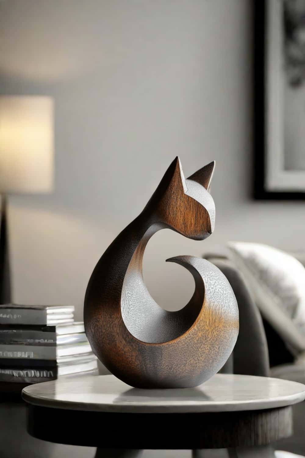 Abstract Wooden Cat Sculpture #ACF 029