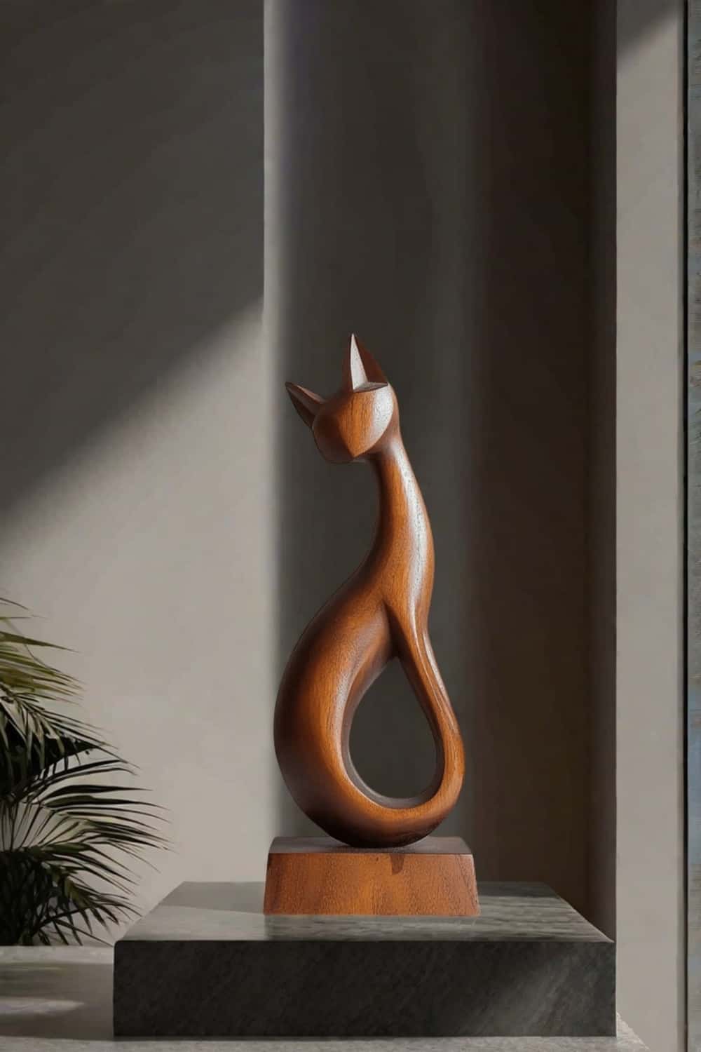 Abstract Wooden Cat Sculpture #ACF 033