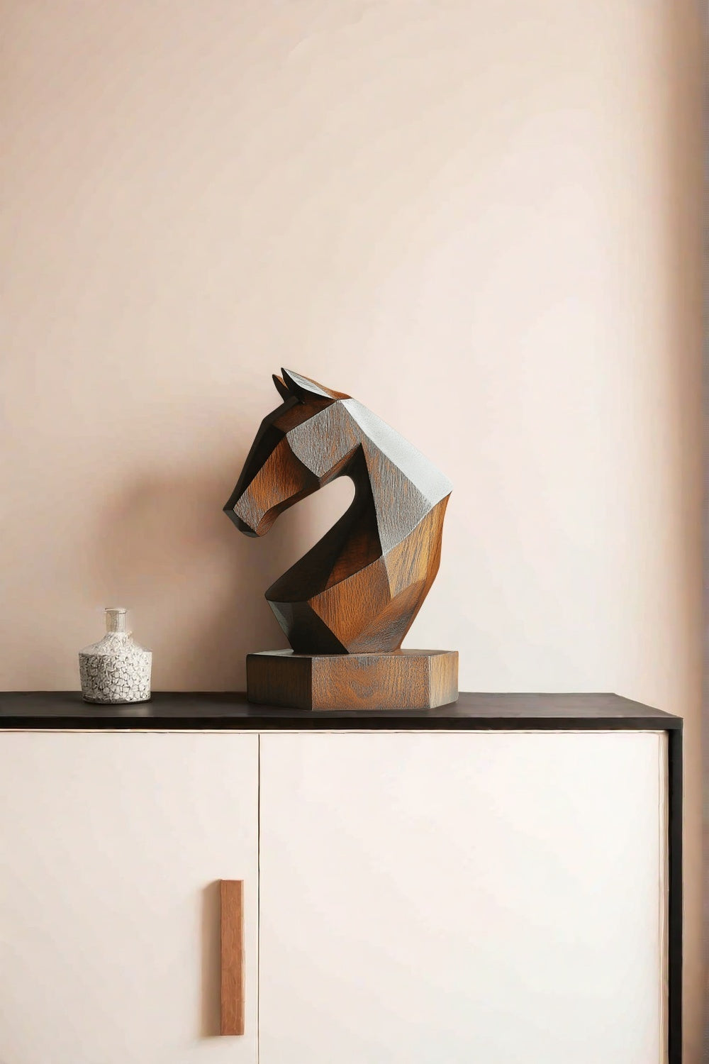 Geometric Wooden Horse Sculpture #ACF 036