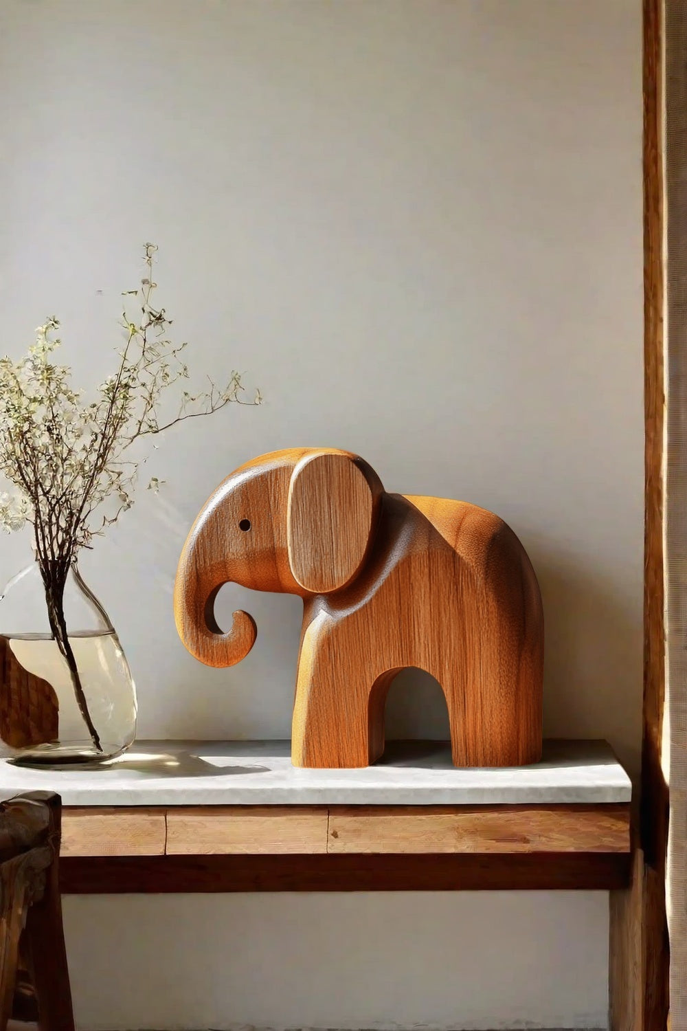 Minimalist Wooden Elephant Sculpture #ACF 038