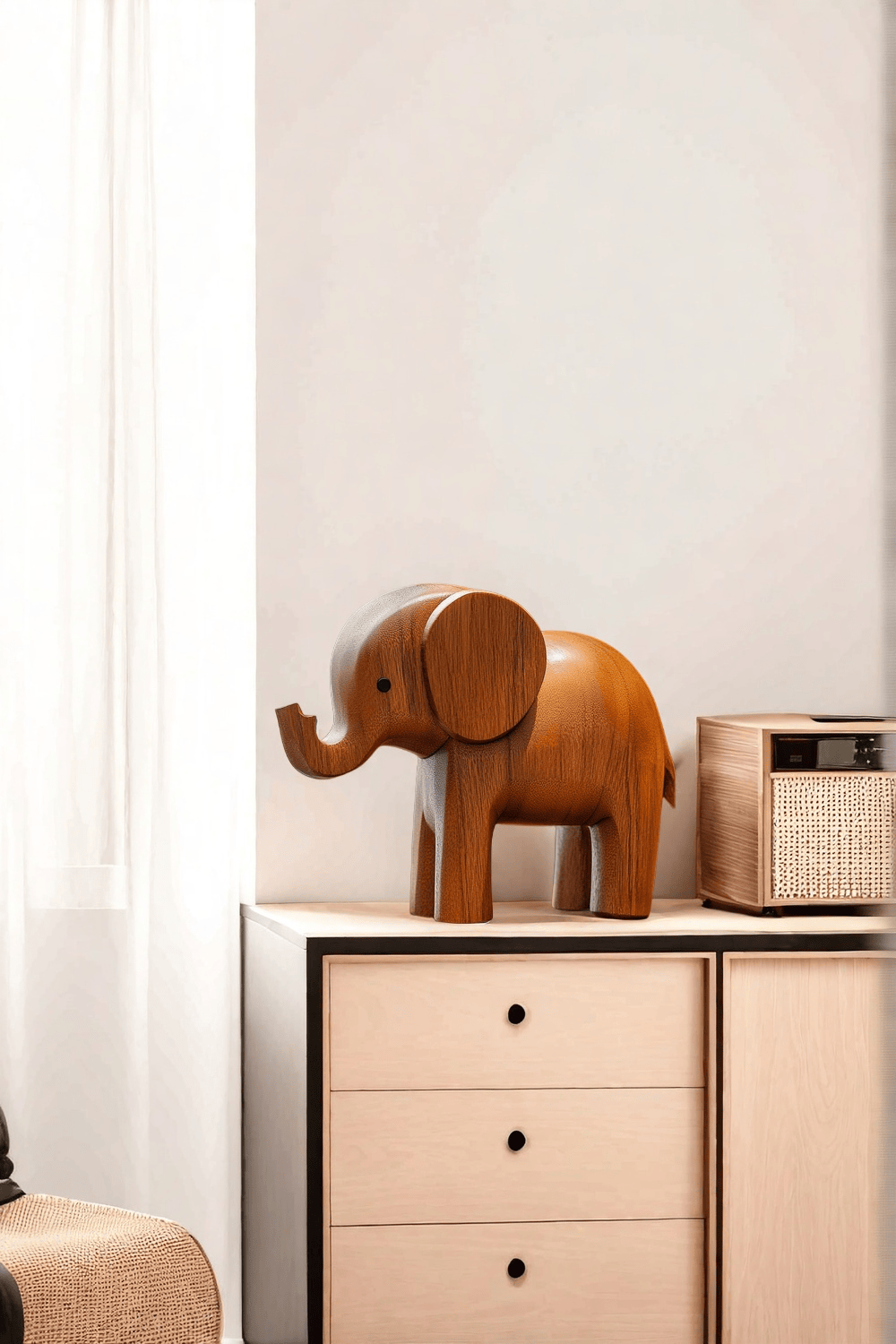 Scandinavian Wooden Elephant Sculpture #ACF 039
