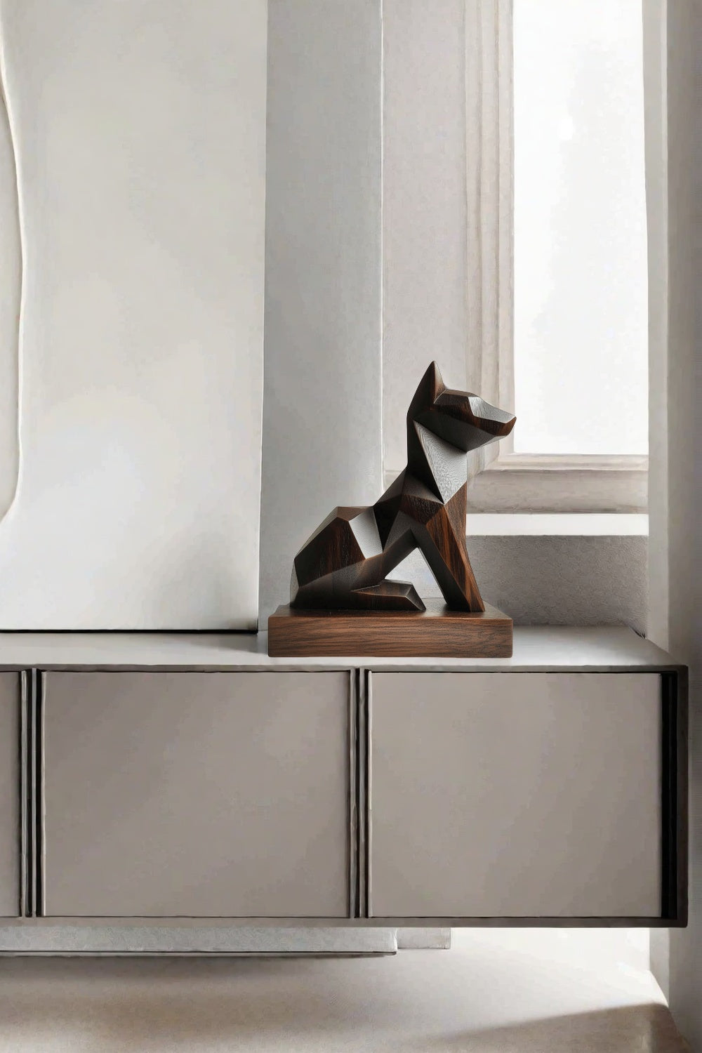 Geometric Wooden Dog Sculpture #ACF 050
