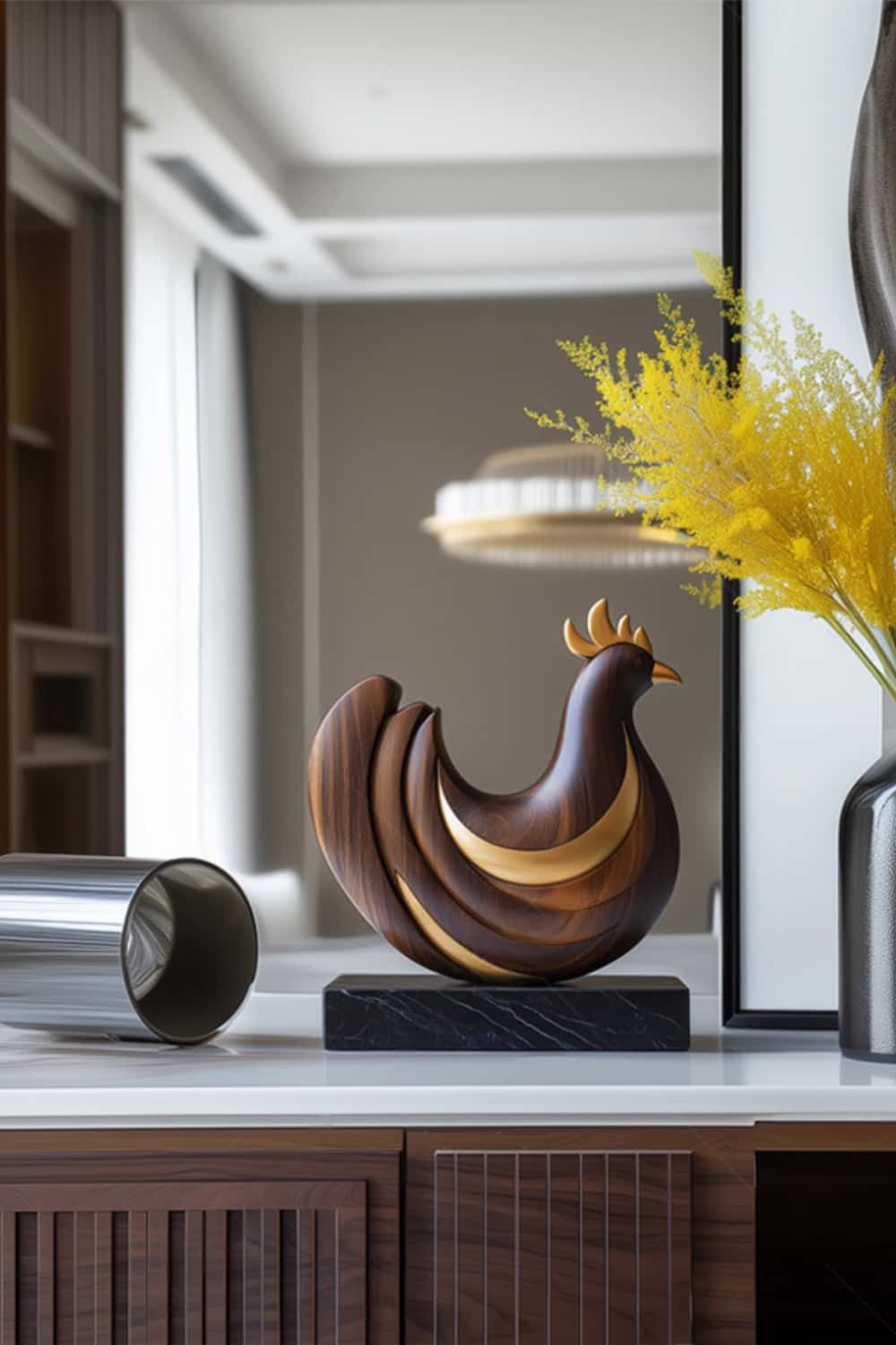 Abstract Wooden Rooster Sculpture #ACF 055
