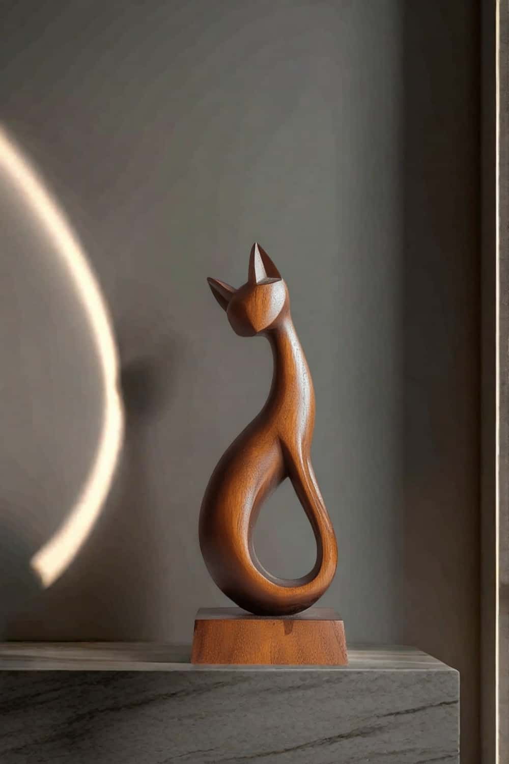 Abstract Wooden Cat Sculpture #ACF 033
