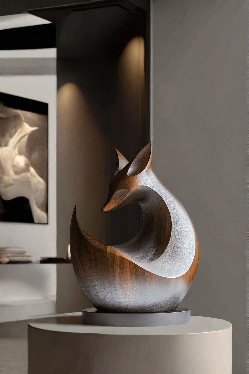 Abstract Wooden Fox Sculpture #ACF 051