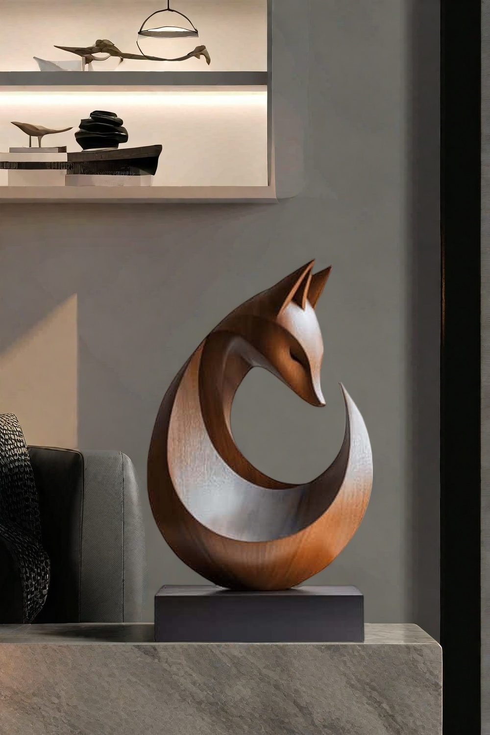 Abstract Wooden Fox Sculpture #ACF 052