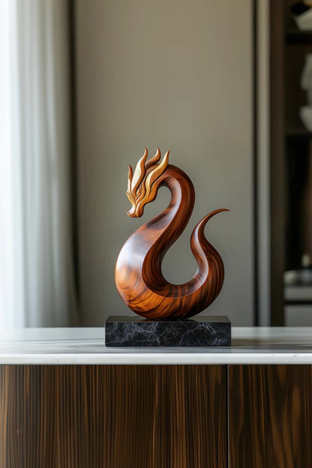 Modern Wooden Dragon Sculpture #ACF 056