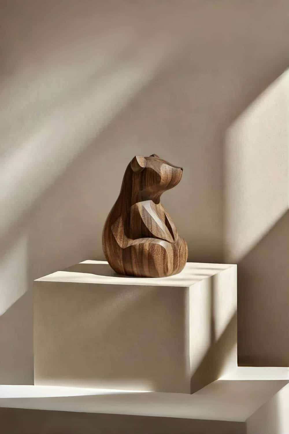 Minimalist Wooden Bear Sculpture #ACF 062
