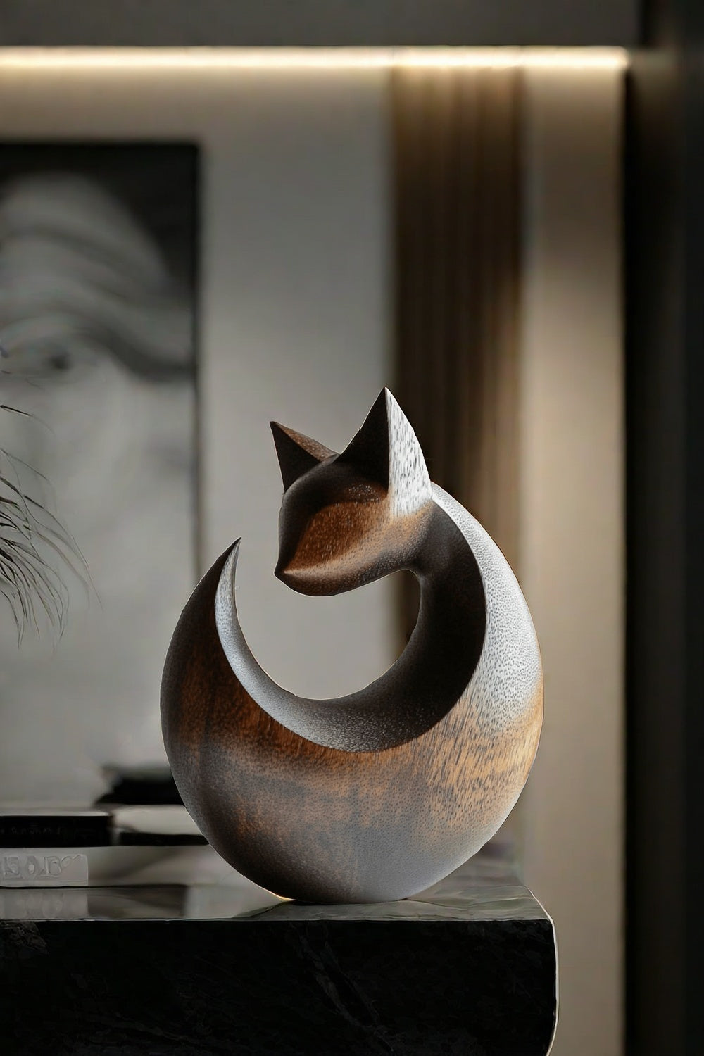 Modern Wooden Cat Sculpture #ACF 030