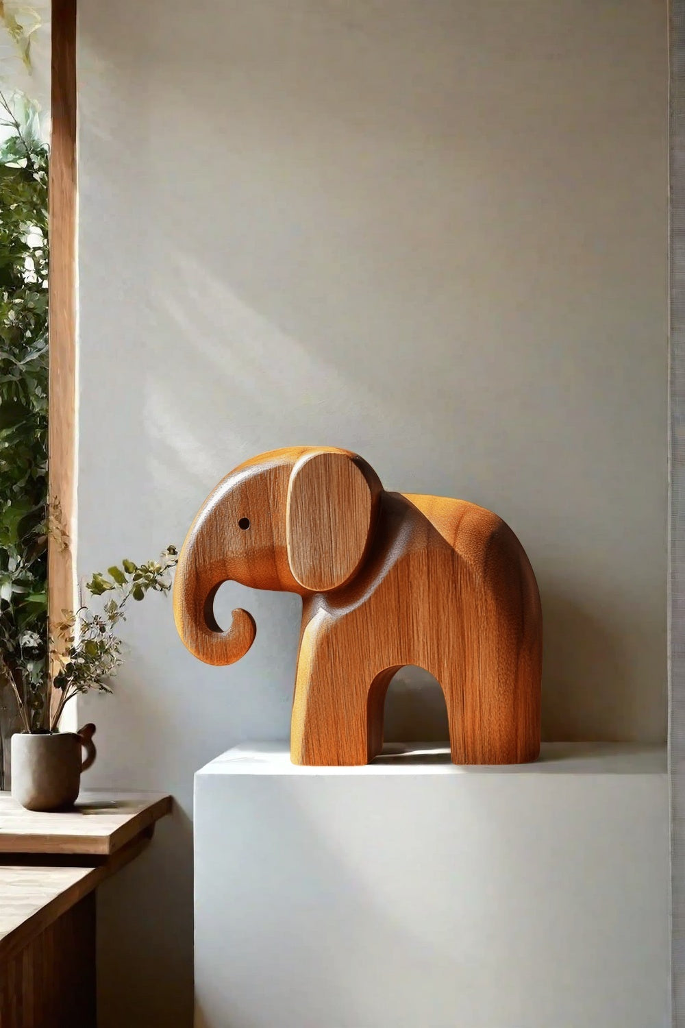 Minimalist Wooden Elephant Sculpture #ACF 038