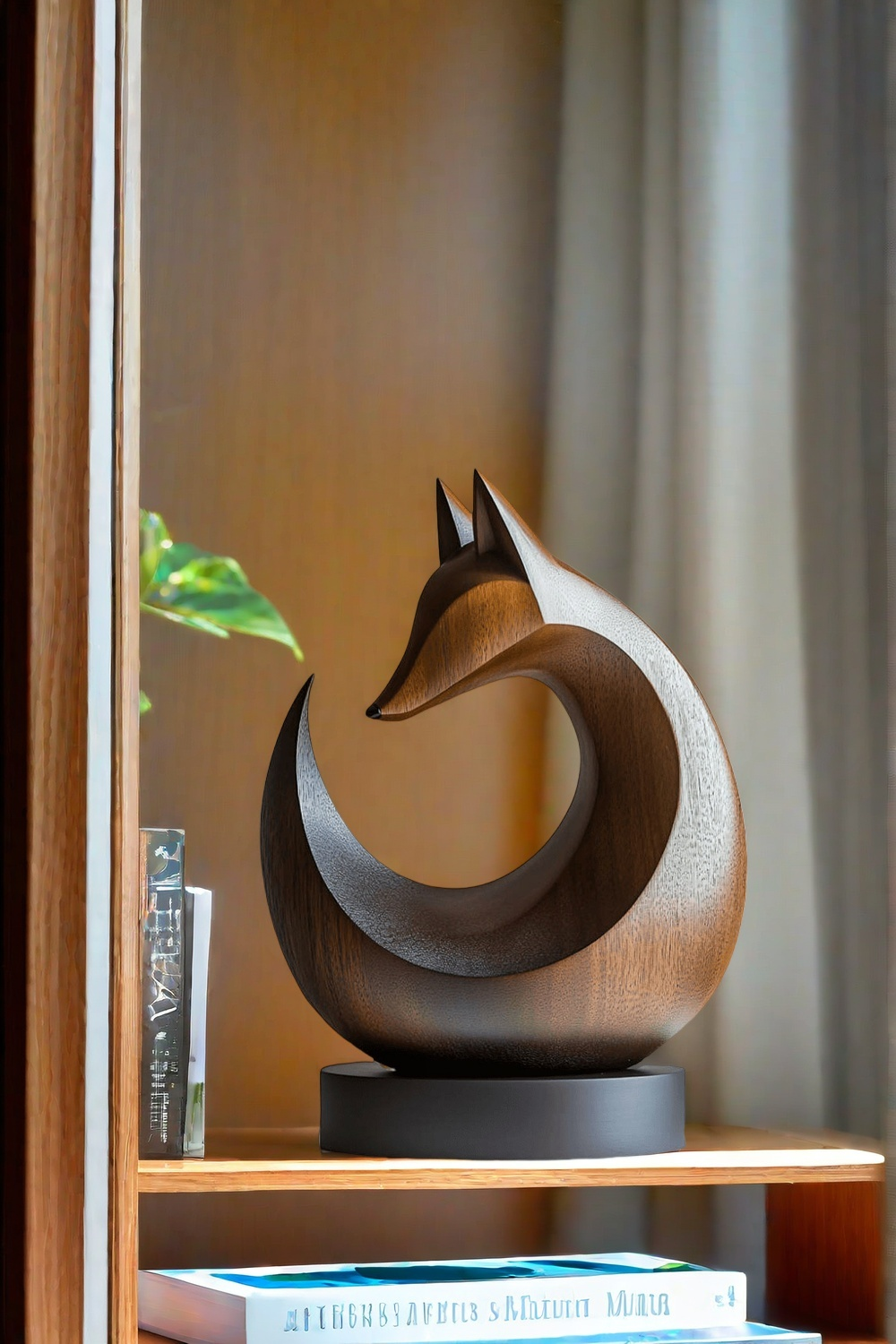 Abstract Fox Wood Sculpture Modern Animal Art for Living Room Decor #AWS 001