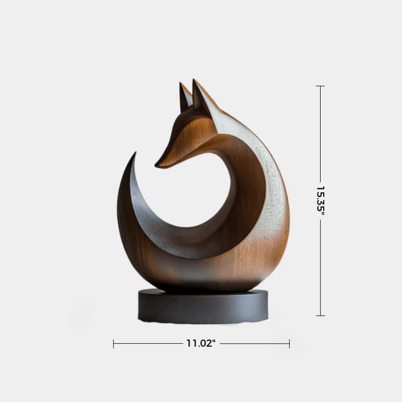 Abstract Fox Wood Sculpture Modern Animal Art for Living Room Decor #AWS 001